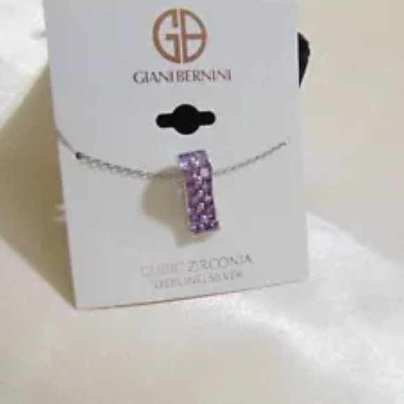 Giani Bernini Cubic Zirconia Purple Cluster Pendant Necklace in Sterling Silver - Picture 2 of 2